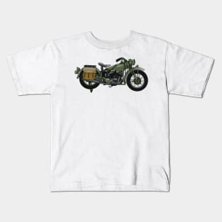 Military cruiser motorcycle cartoon illustration Kids T-Shirt